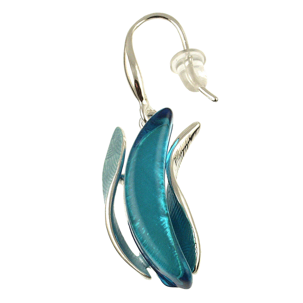 Blue & Teal Resin Wave Earrings