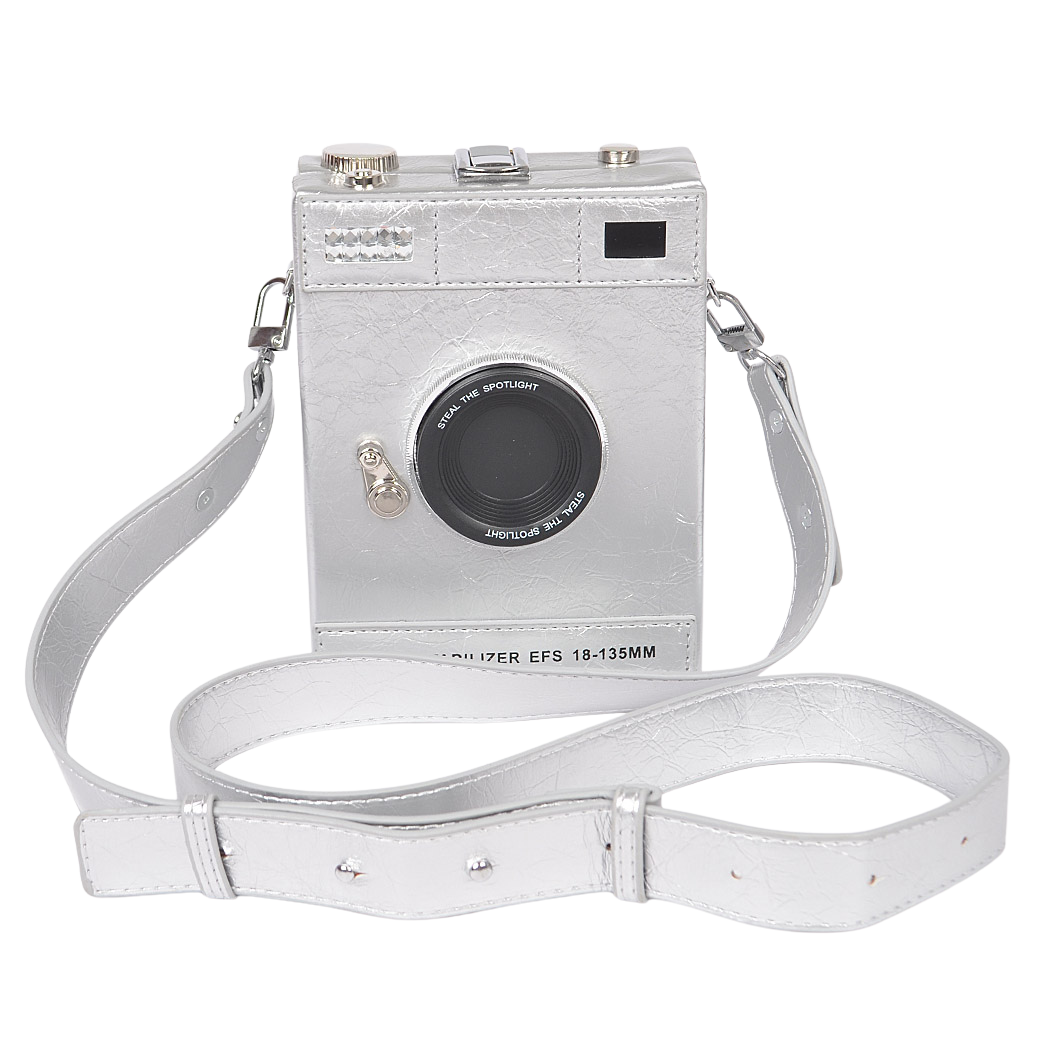 Silver Camera Crossbody Clutch