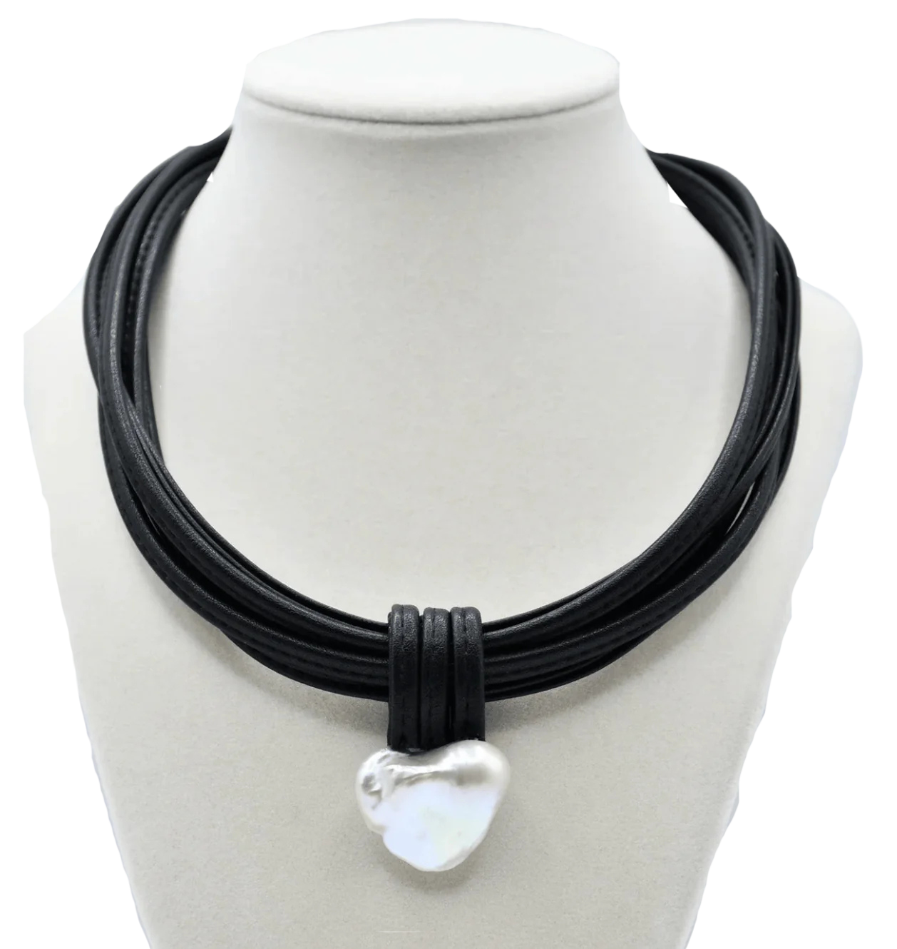 Biwa Pearl Leather Necklace