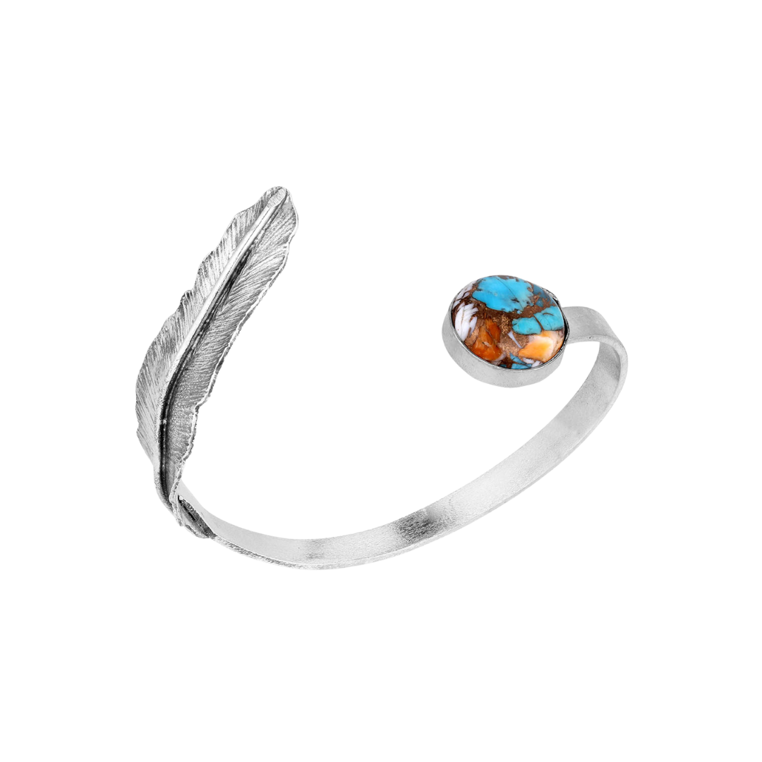 Sterling Silver Feather Wrap Cuff Bracelet - Main Image