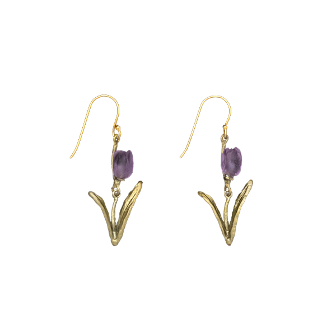 Purple Tulip Wire Earrings