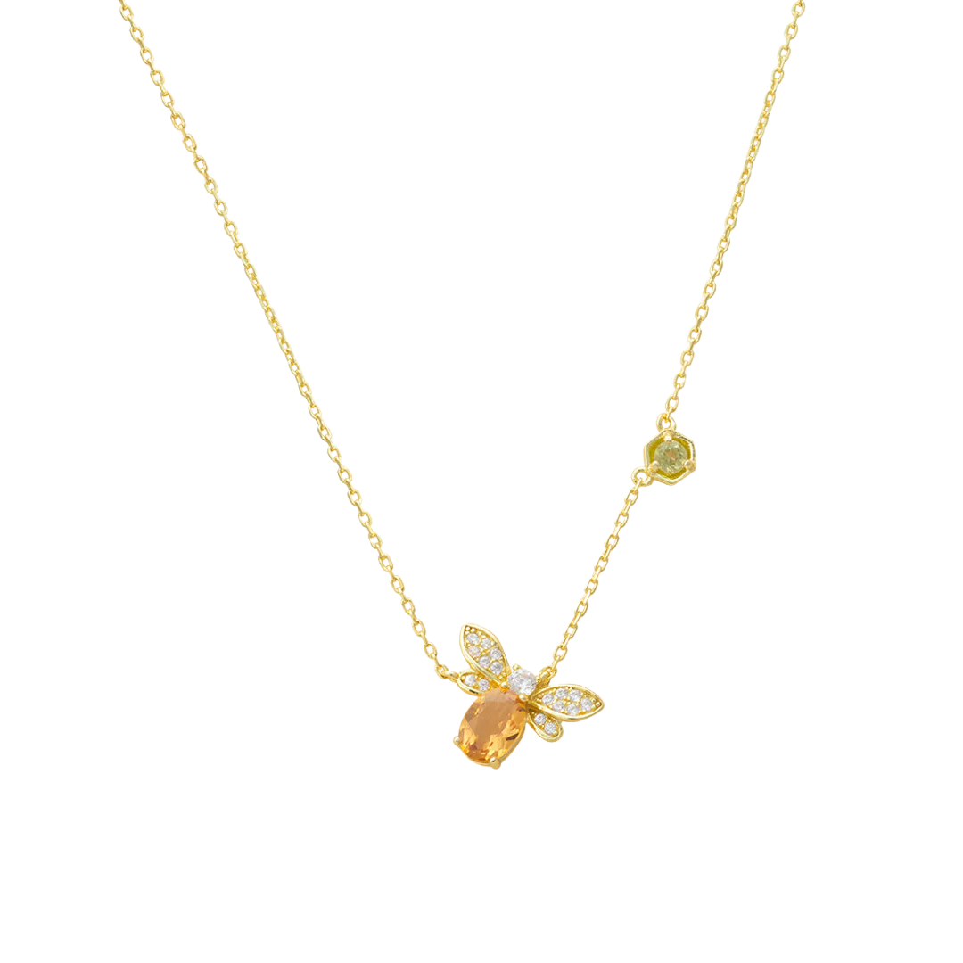 Honeybee Citrine Gold Necklace