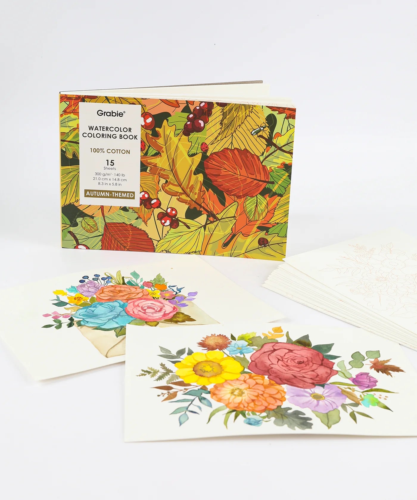 Autumn-Themed Watercolor Coloring Book