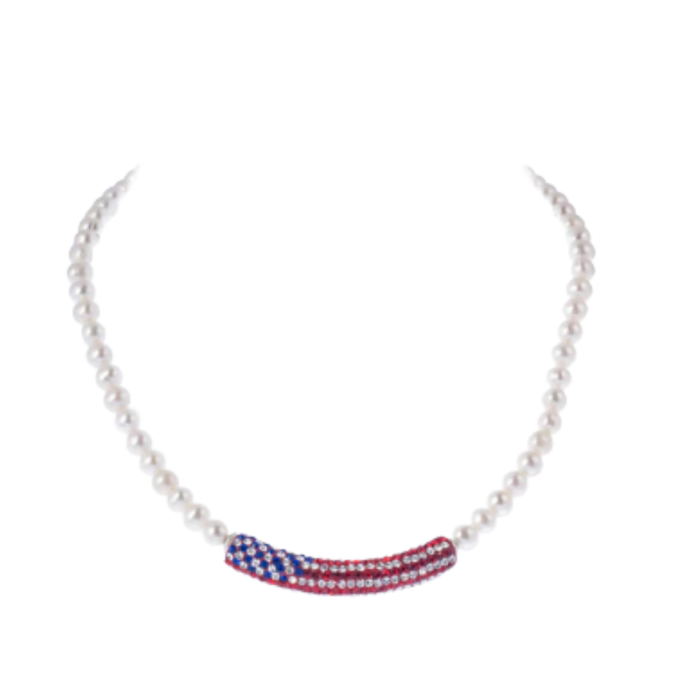 Patriotic Pearl Tube Choker
