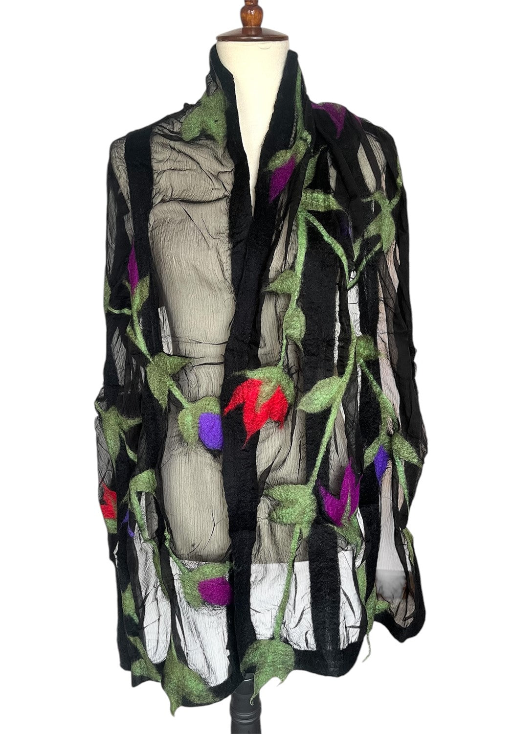 Flower Vines Scarf - Black