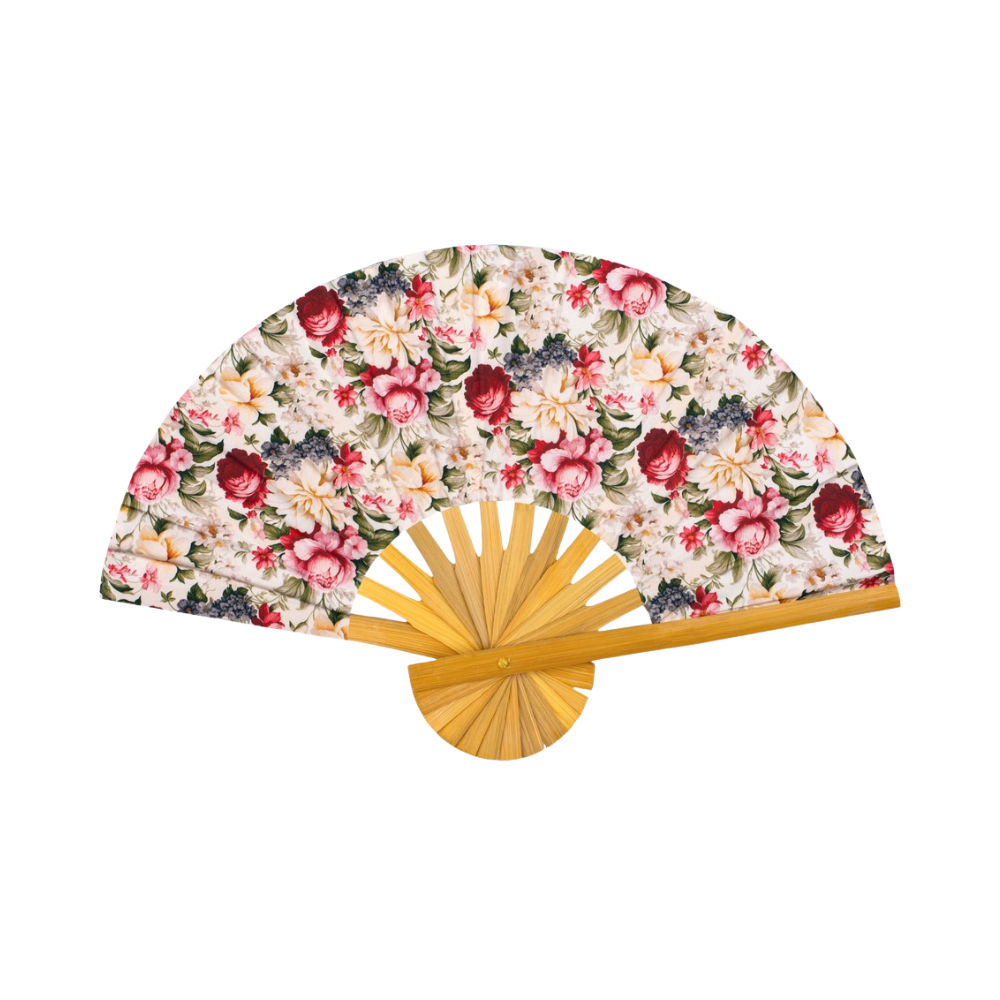 Floral Chintz Beige Hand Fan