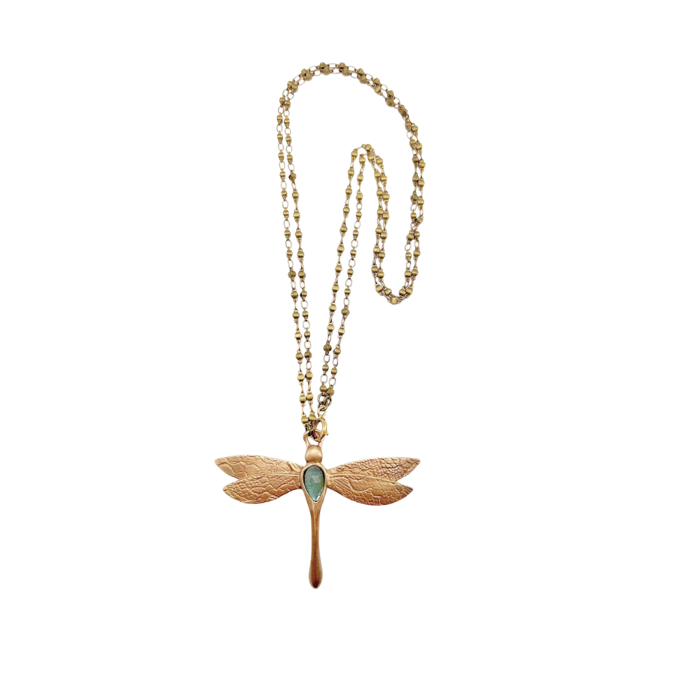 Bronze Dragonfly Kyanite Necklace