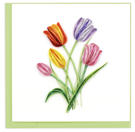Colorful Tulips Quilled Card
