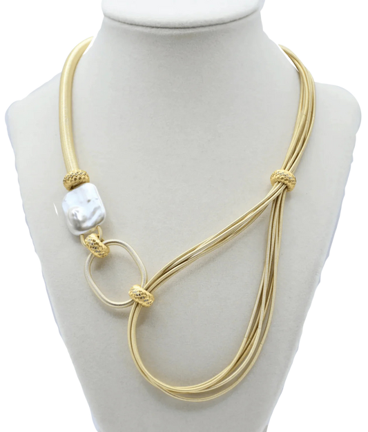 Gold Biwa Pearl Necklace