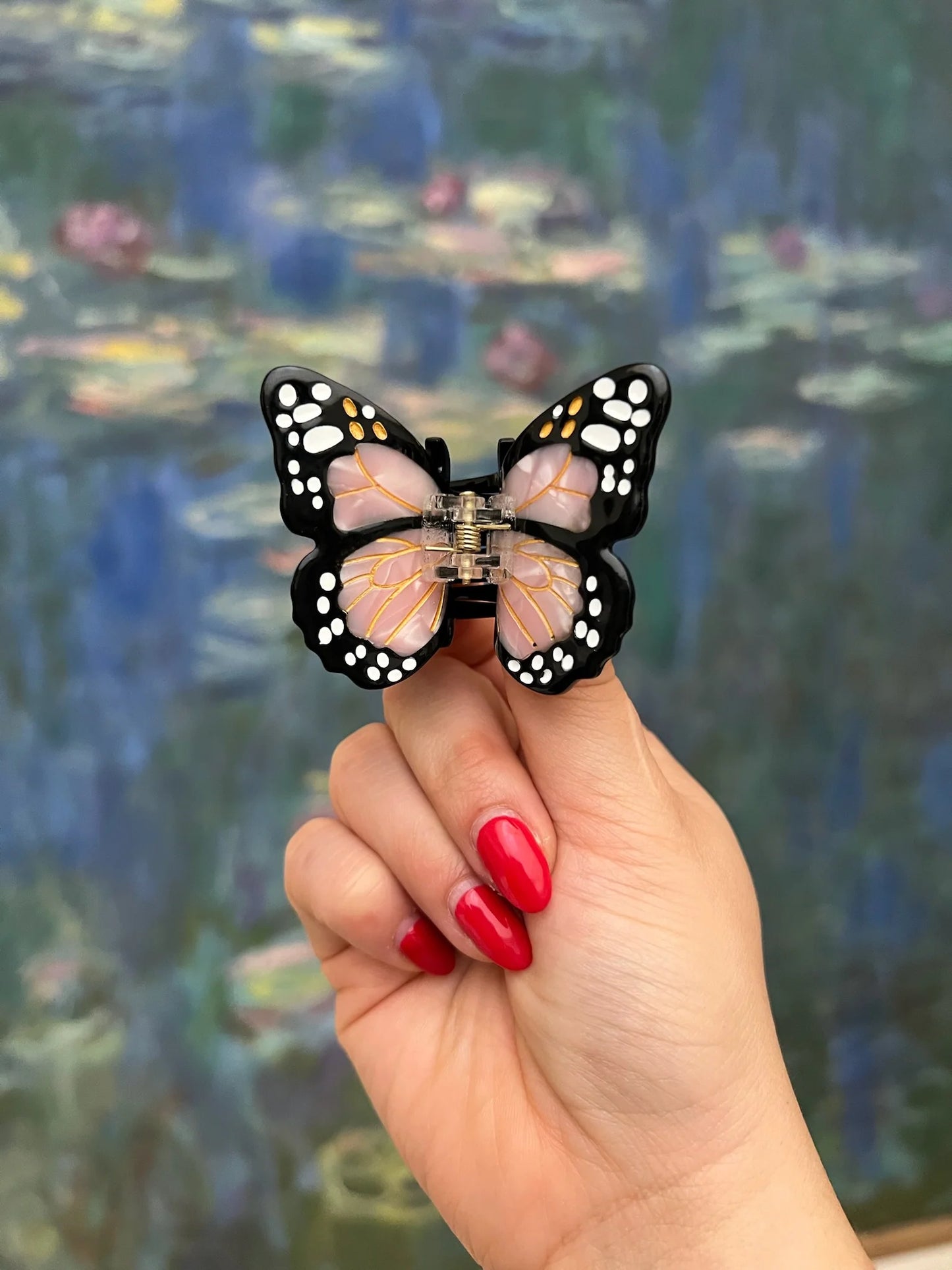 Mini Monarch Butterfly Hand-painted Claw Hair Clip