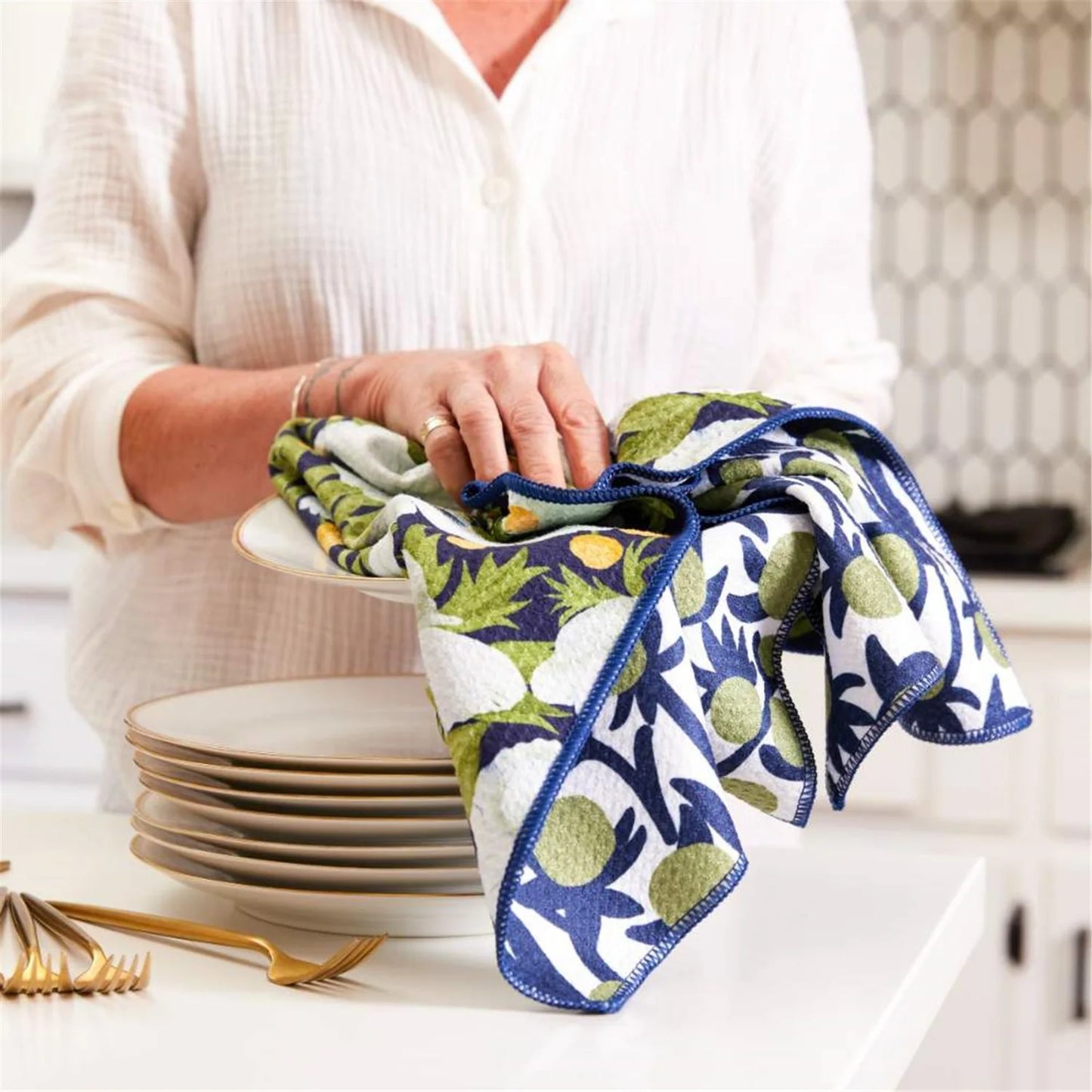 Anemone Poppy Eco-Friendly Kitchen Towel