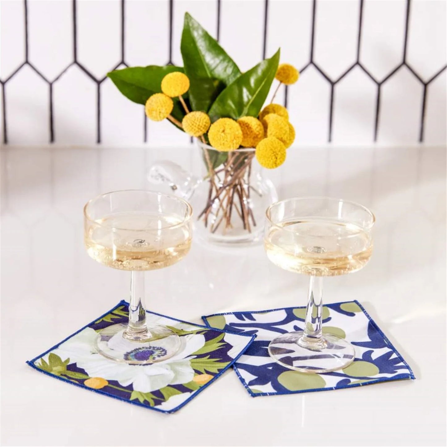 Anemone Poppy Reusable Cocktail Napkins - Set of 8