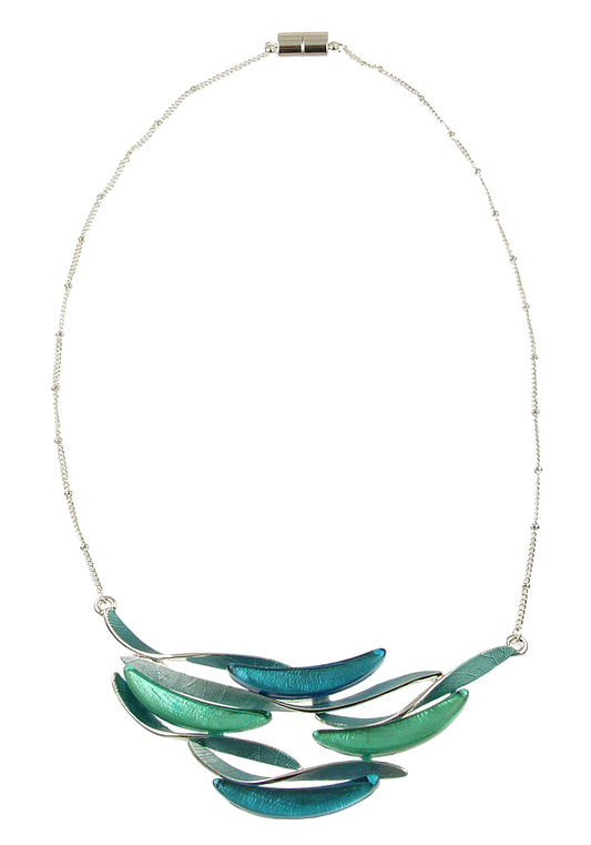 Blue & Teal Resin Wave Necklace