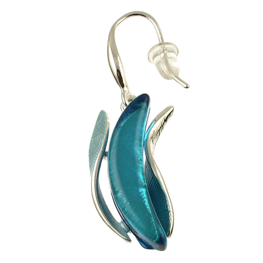 Blue & Teal Resin Wave Earrings