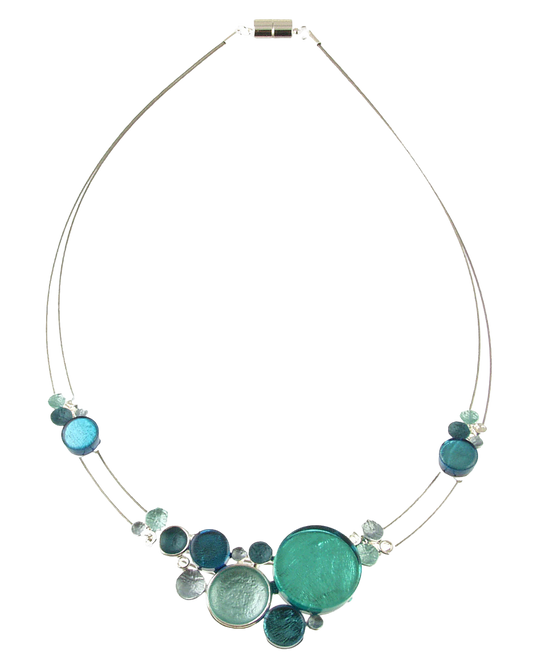 Blue & Teal Resin Multi Dot Necklace