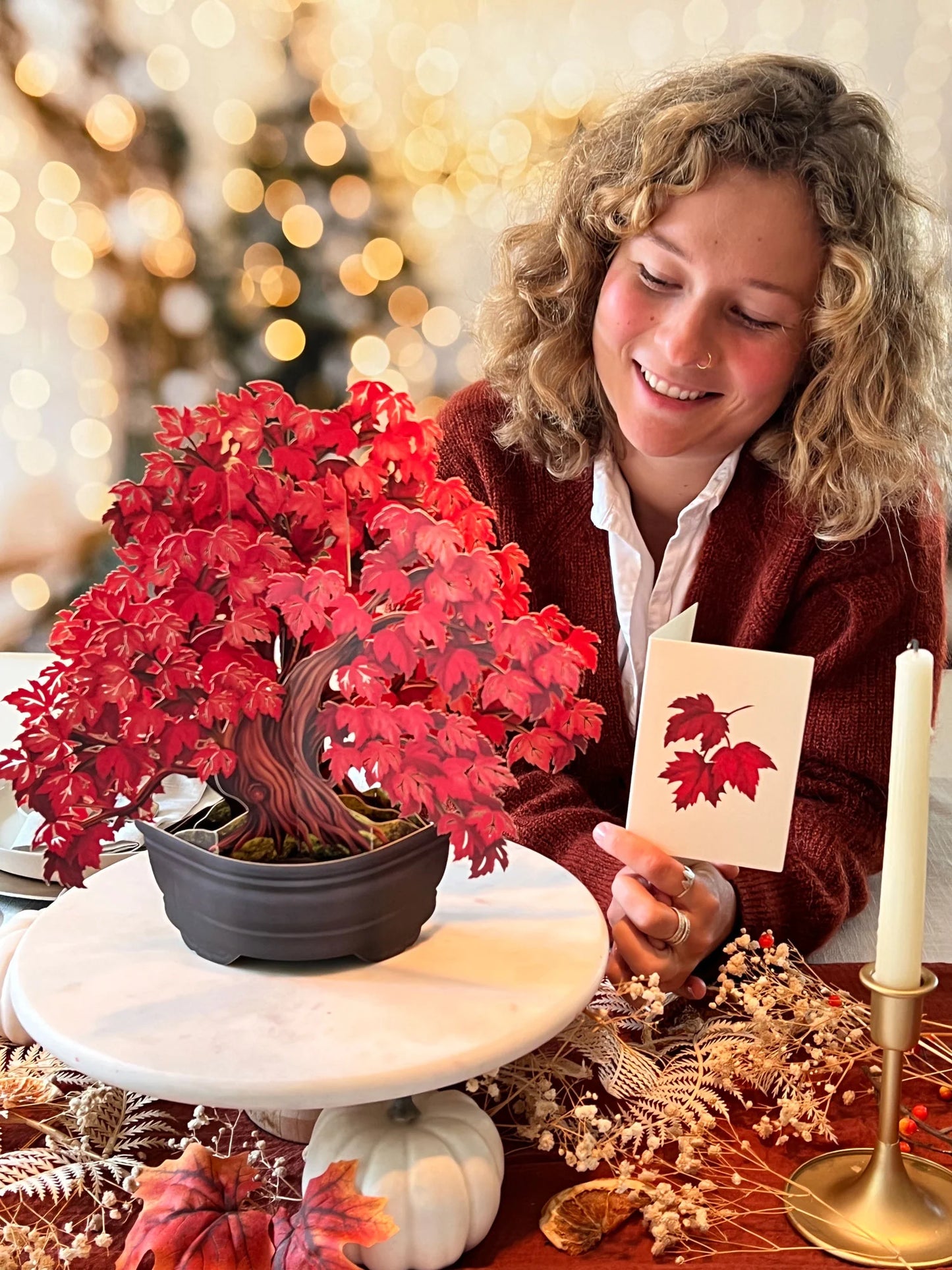 Red Maple Tree Pop-Up Bouquet Card