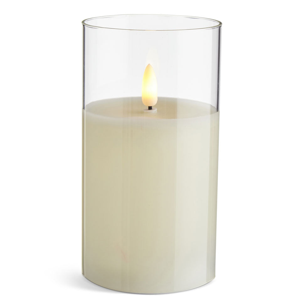 Flameless Glass Pillar Candle - 3.5" x 6" - Ivory