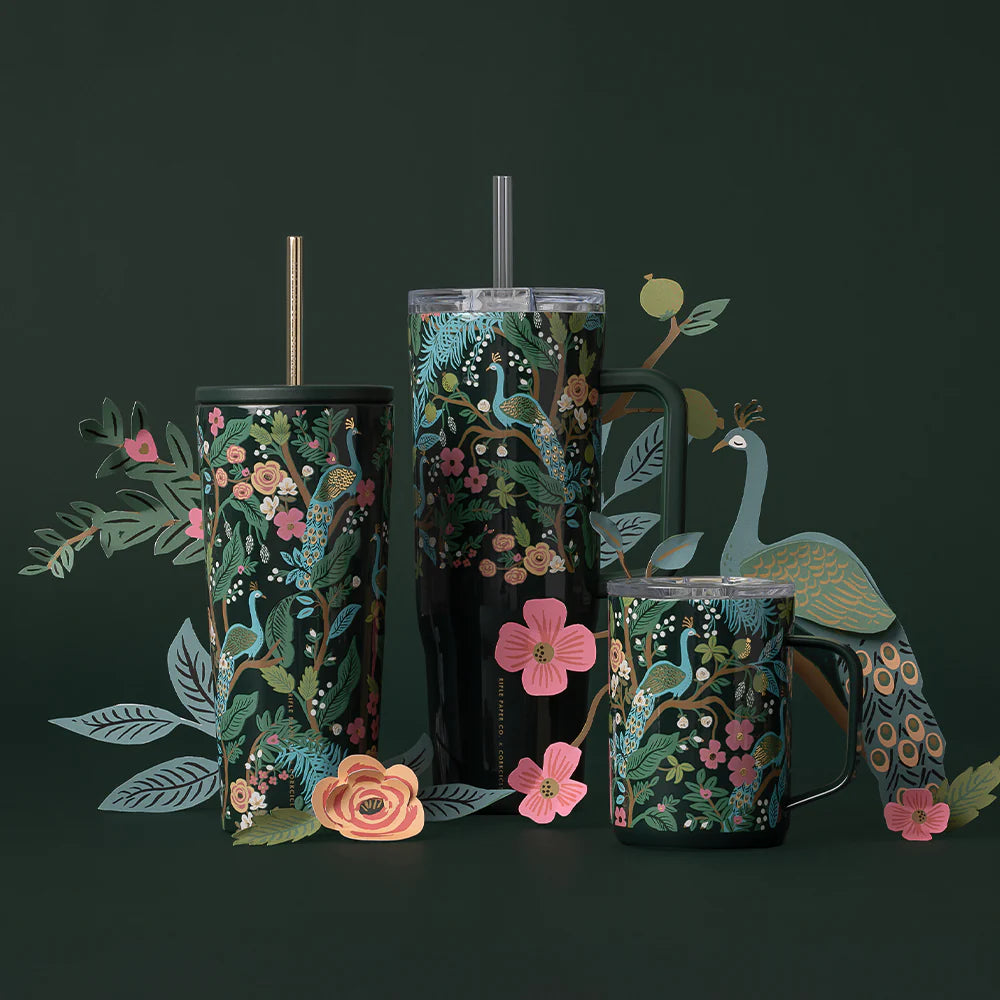 Rifle Paper Co x Corkcicle Cold Cup - Peacock Blue