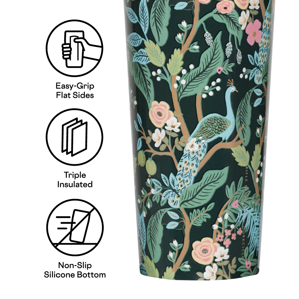 Rifle Paper Co x Corkcicle Cold Cup - Peacock Blue