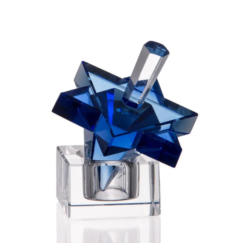 Star of David Blue Crystal Dreidel