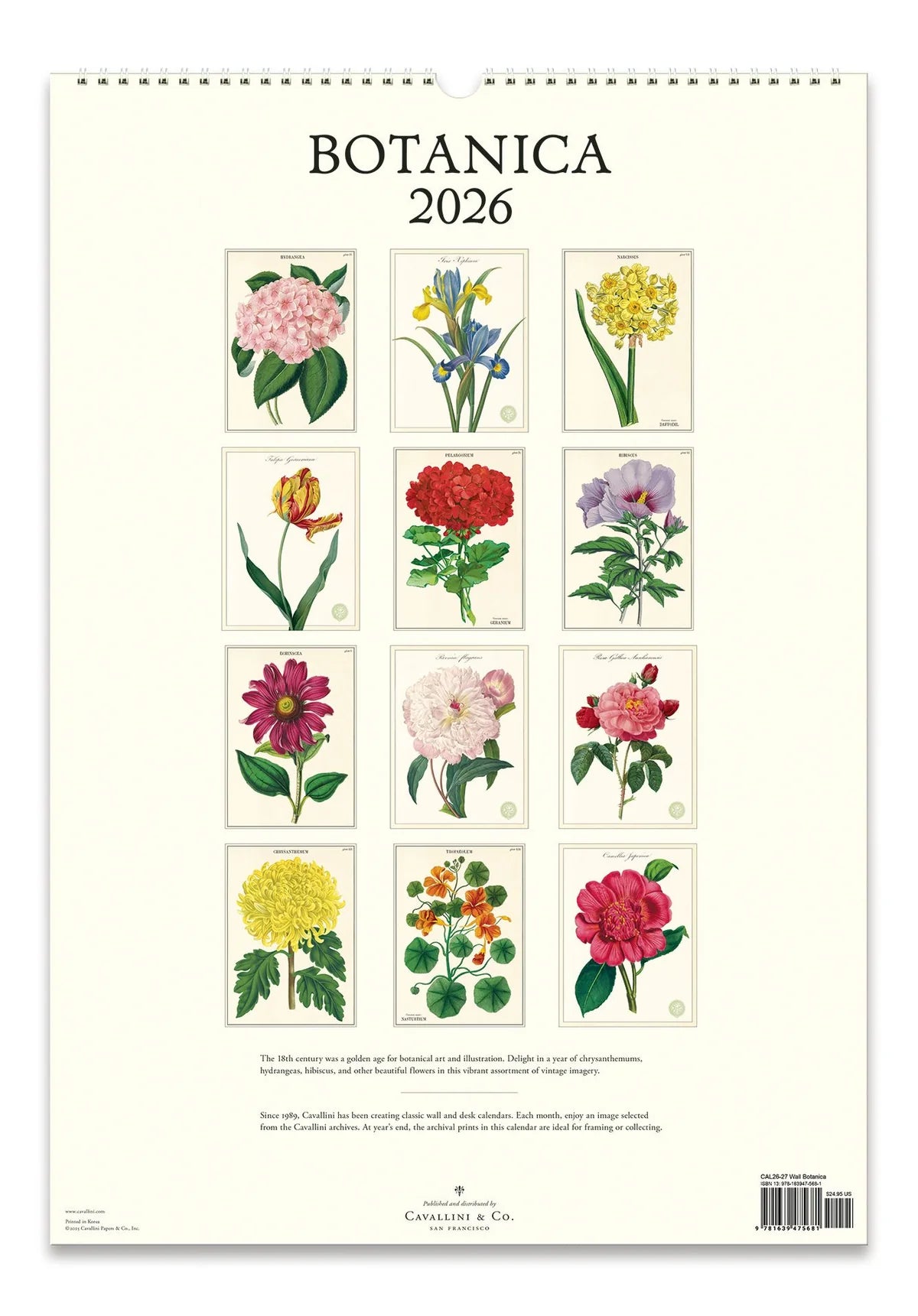 Language of Flowers 2026 Wall Calendar