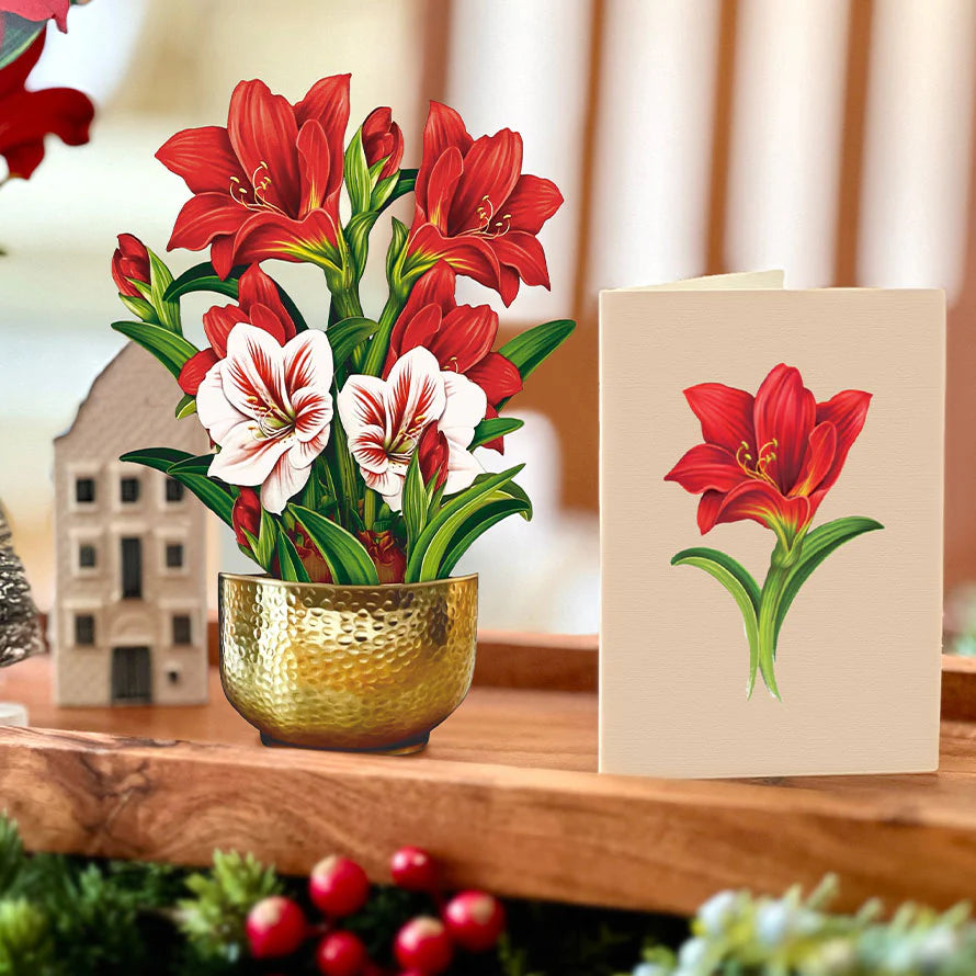 Scarlet Amaryllis Mini Pop-Up Bouquet Card