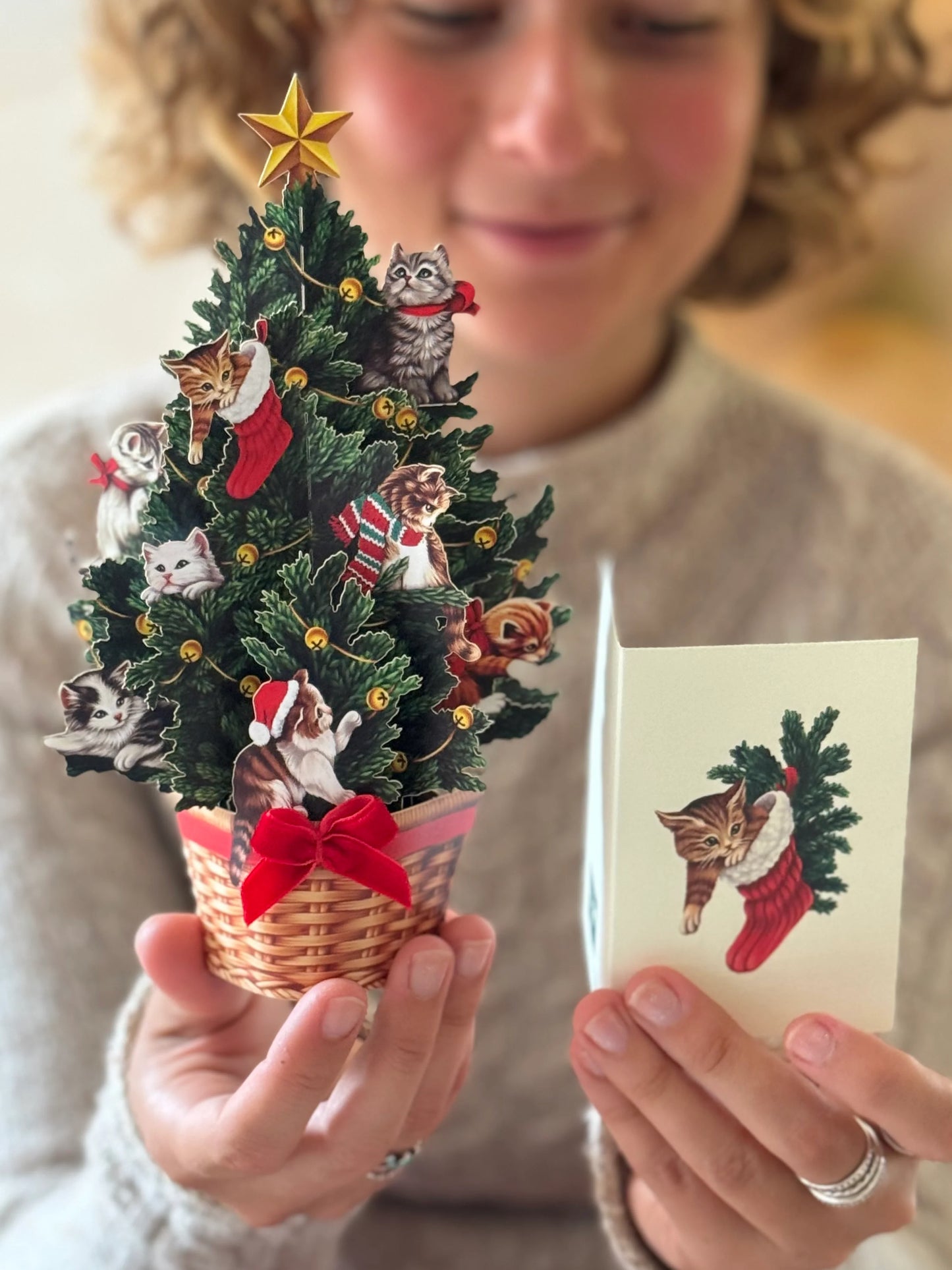 Meowy Christmas Mini Pop-Up Bouquet Card