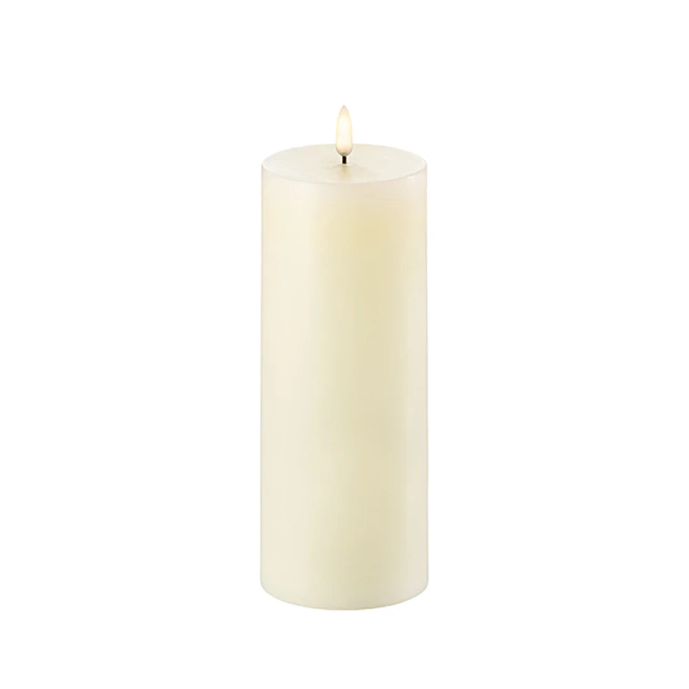 Flameless Wax Pillar Candle - 3" x 8" Ivory