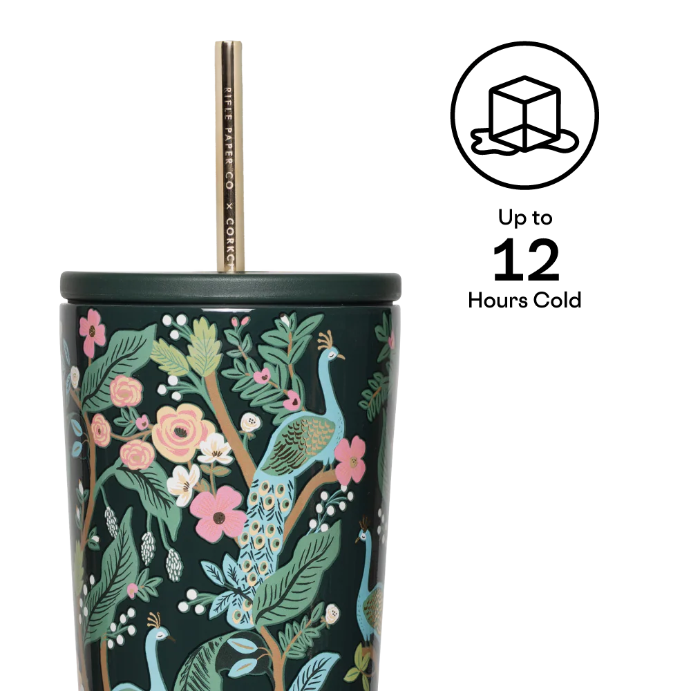 Rifle Paper Co x Corkcicle Cold Cup - Peacock Blue