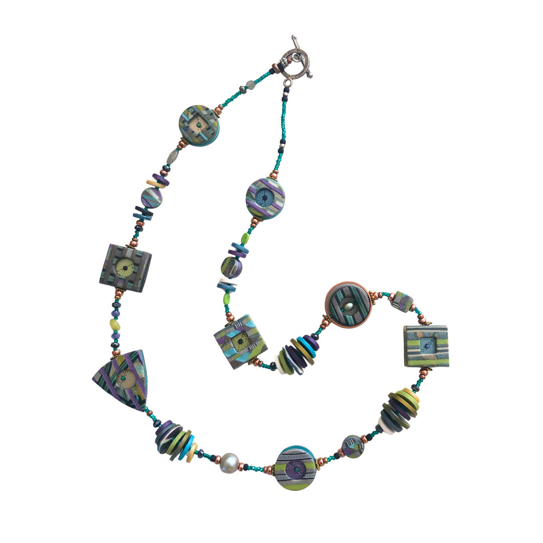 Connections Short Toggle Necklace - Blue/Green