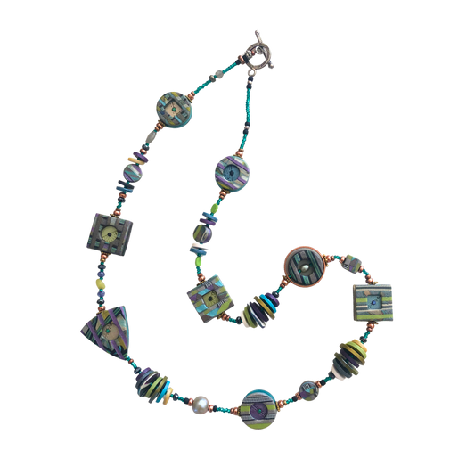 Connections Short Toggle Necklace - Blue/Green