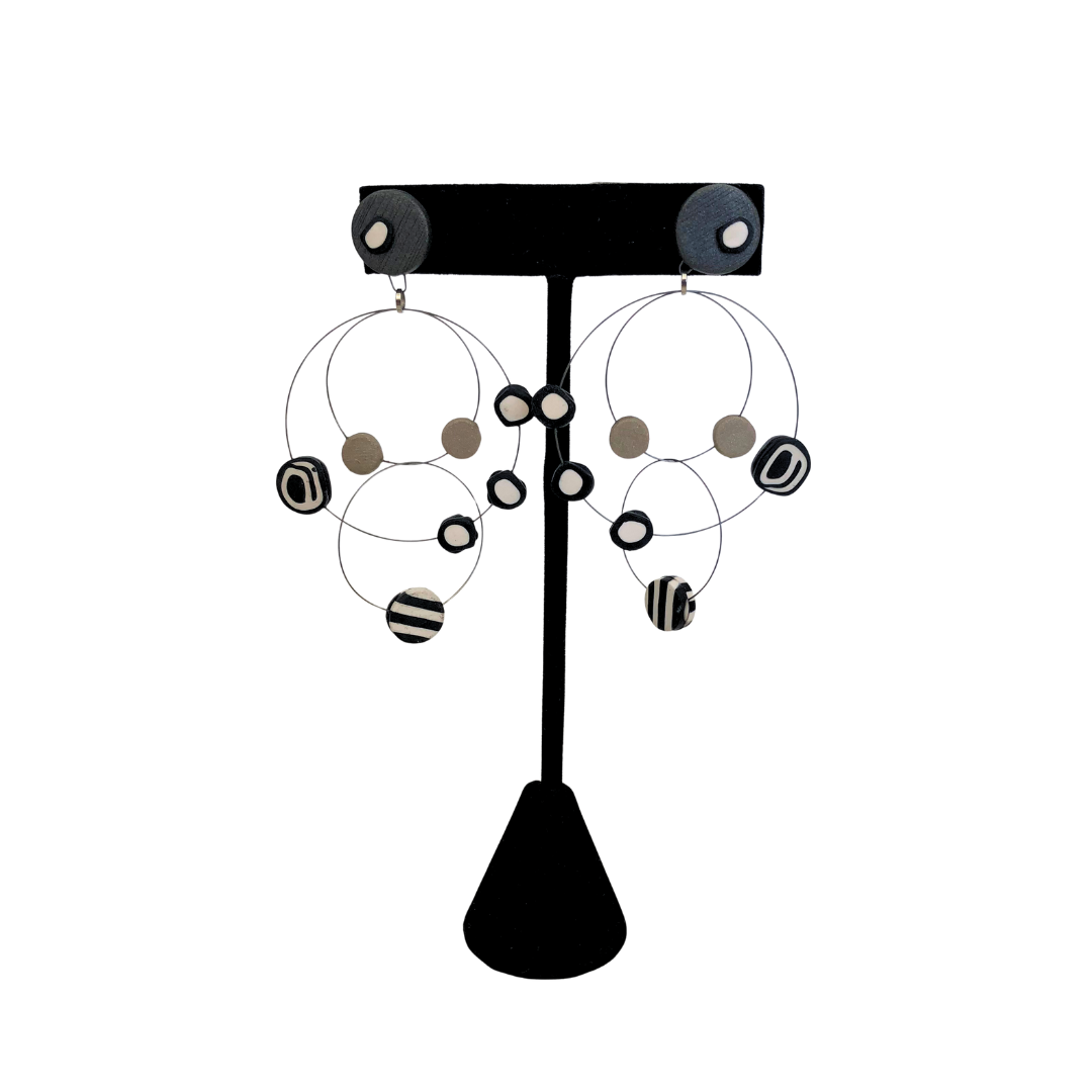 Dots Earrings - Black & White