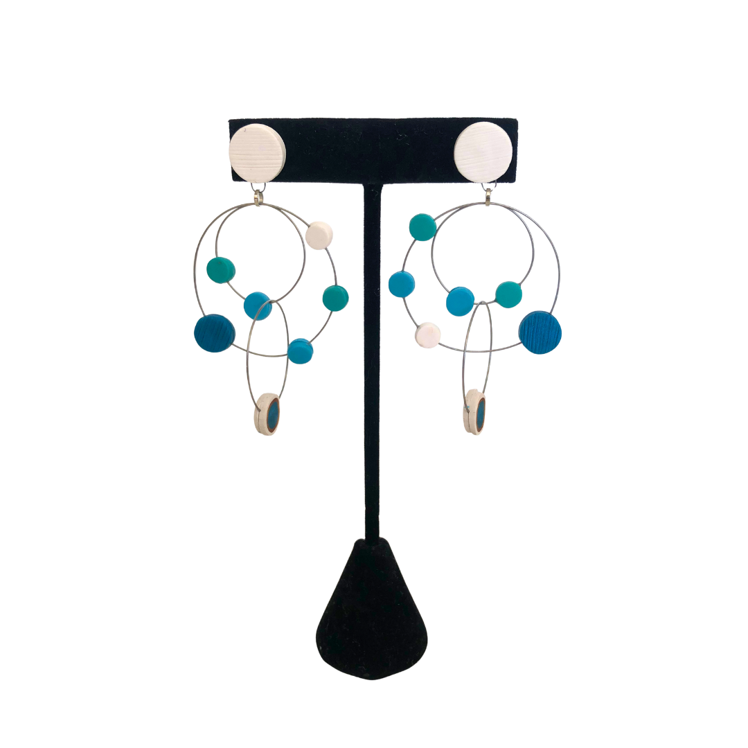 Dots Earrings - Blue & White