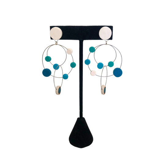 Dots Earrings - Blue & White