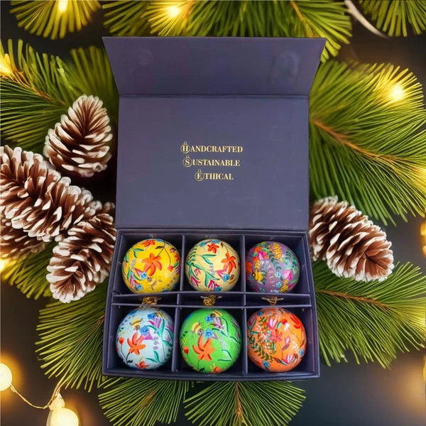 Bee Garden Collection Hand Painted Ornaments, Set of 6
