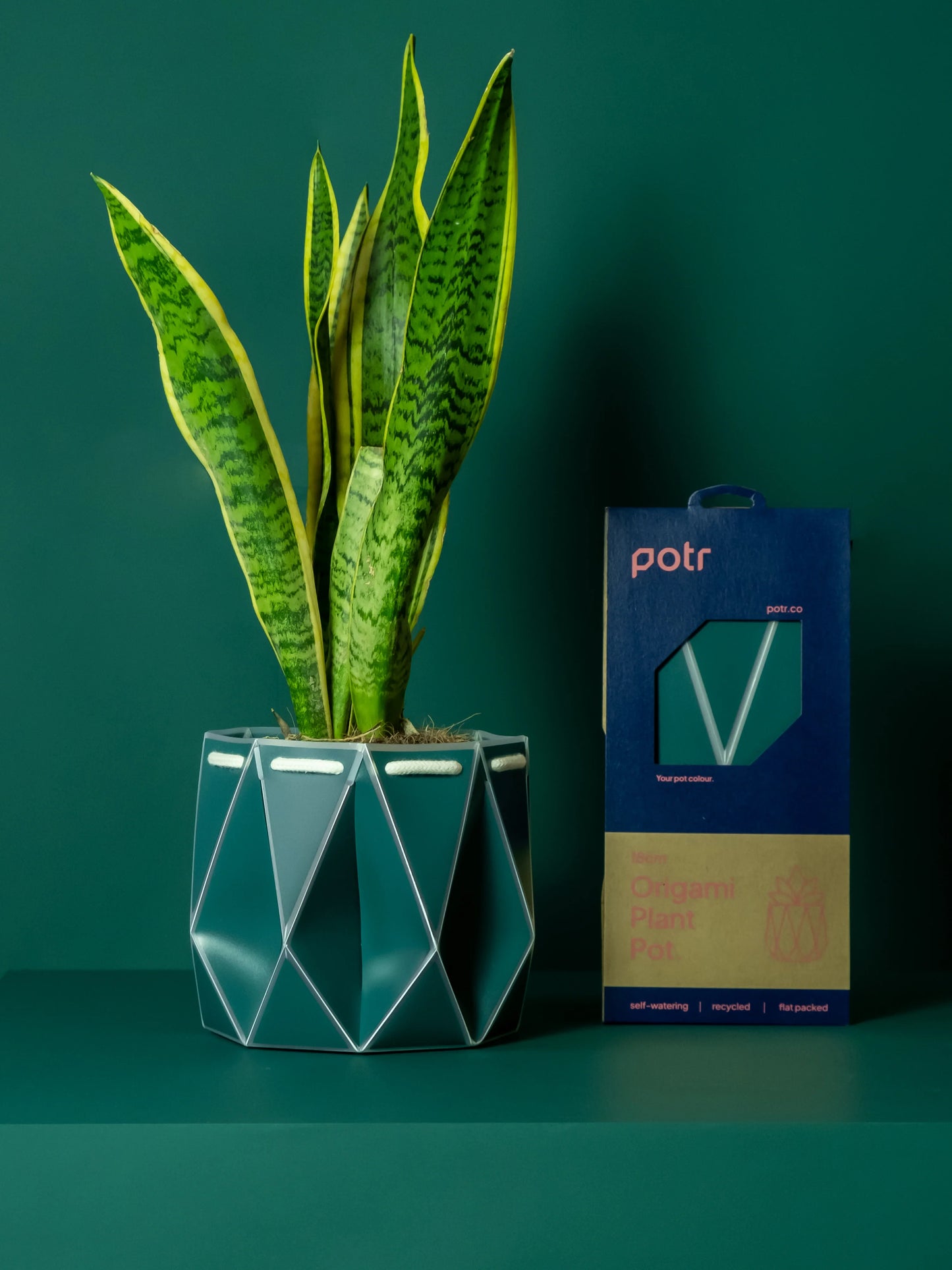 Self Watering Plant Pot - Dark Teal 18cm