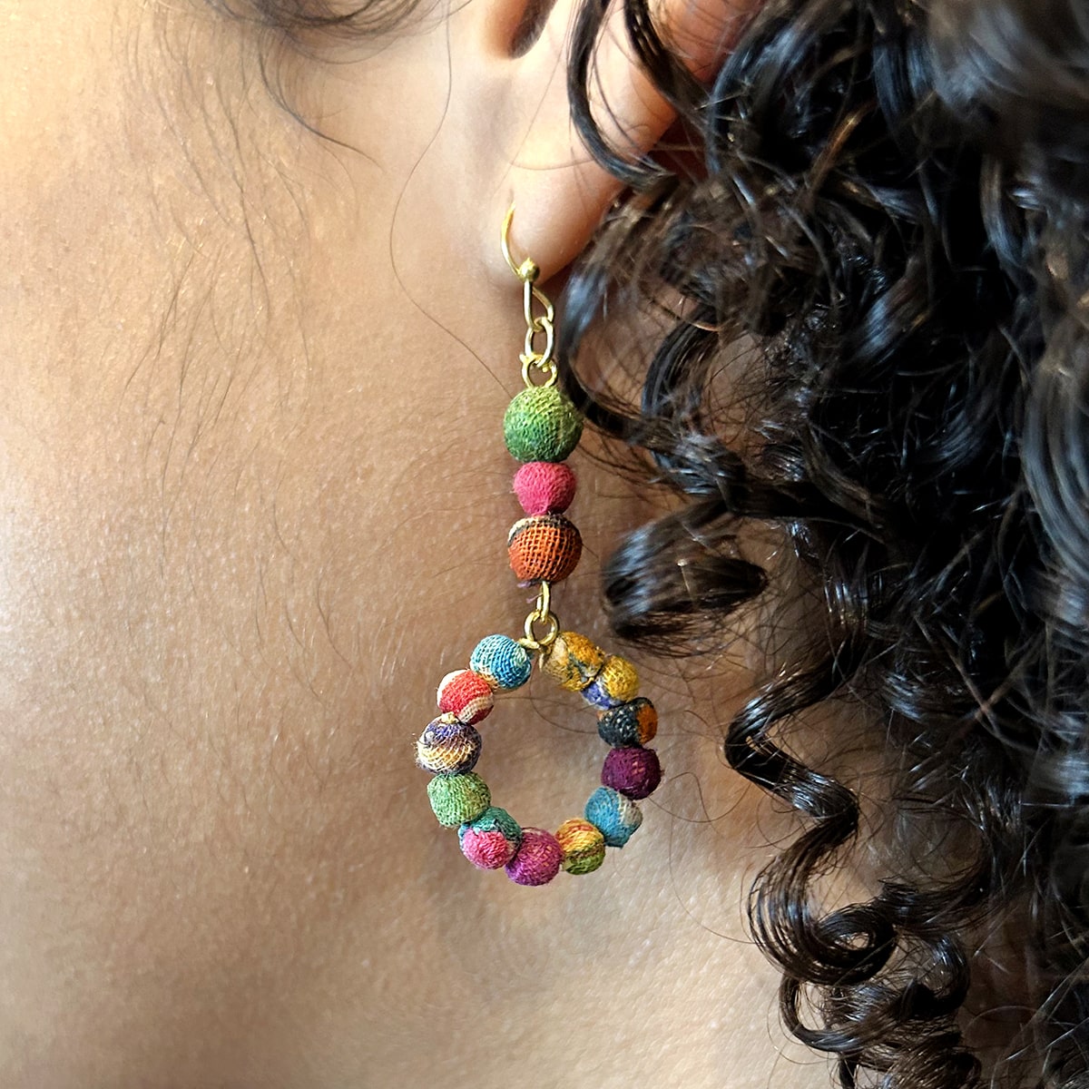 Kantha Exclamation Hoop Earrings