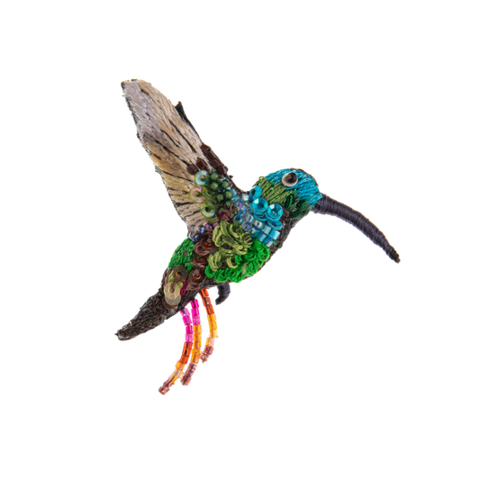 Emerald Chin Hummingbird Brooch Pin