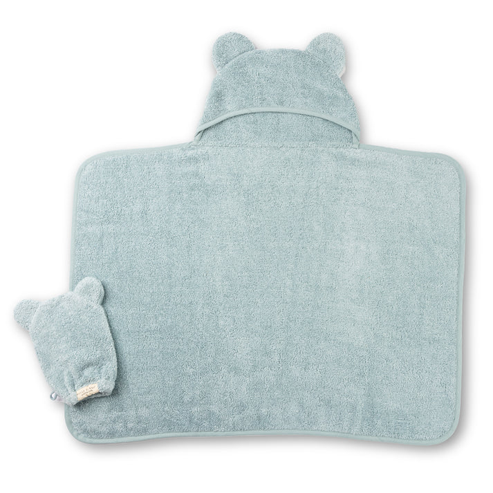 Hooded Towel and Wash Mitt Set - Fog