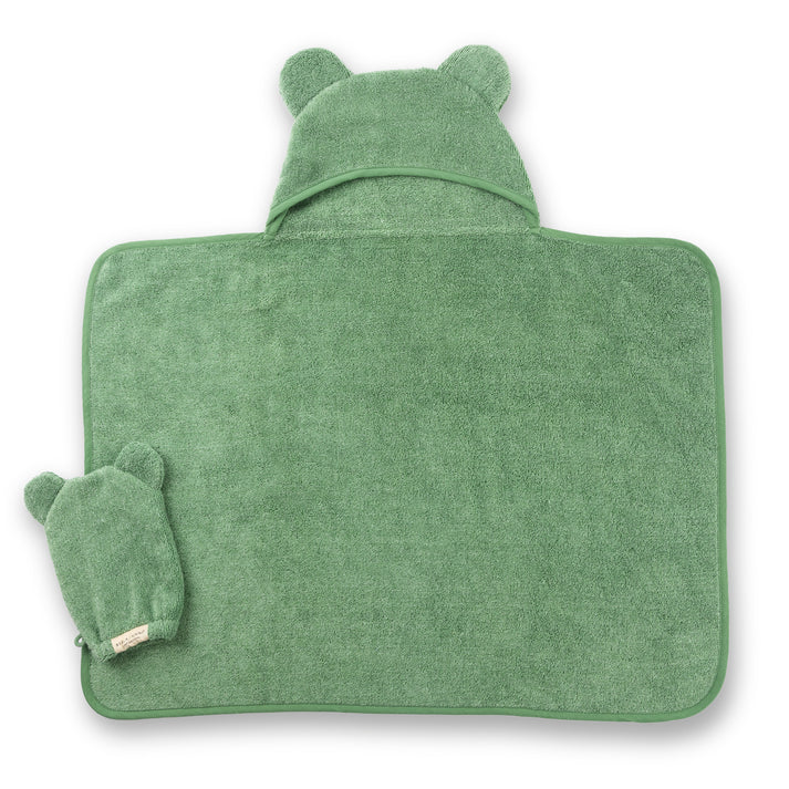 Hooded Towel and Wash Mitt Set - Sea Foam