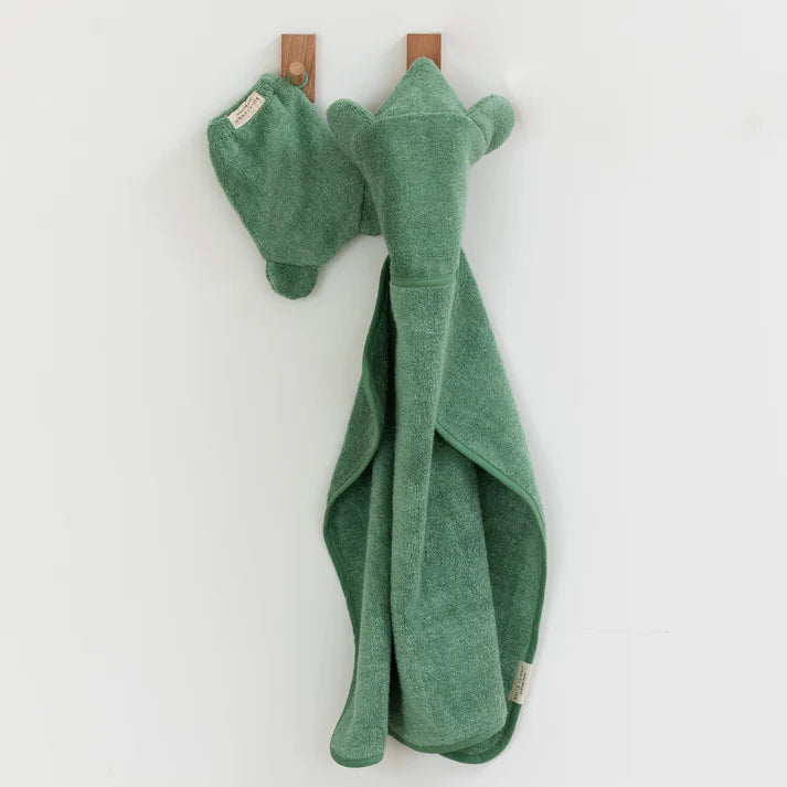 Hooded Towel and Wash Mitt Set - Sea Foam