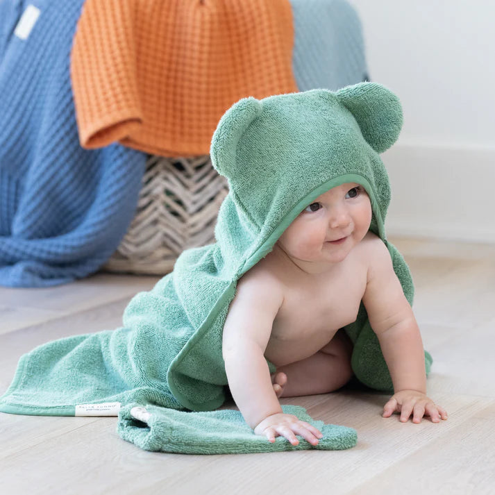 Hooded Towel and Wash Mitt Set - Sea Foam