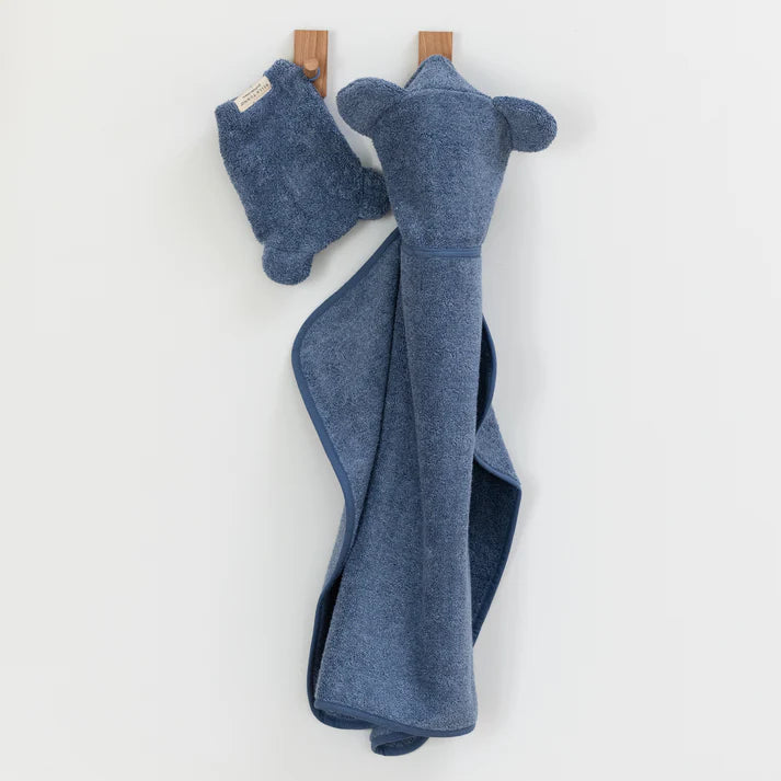 Hooded Towel and Wash Mitt Set - Rain