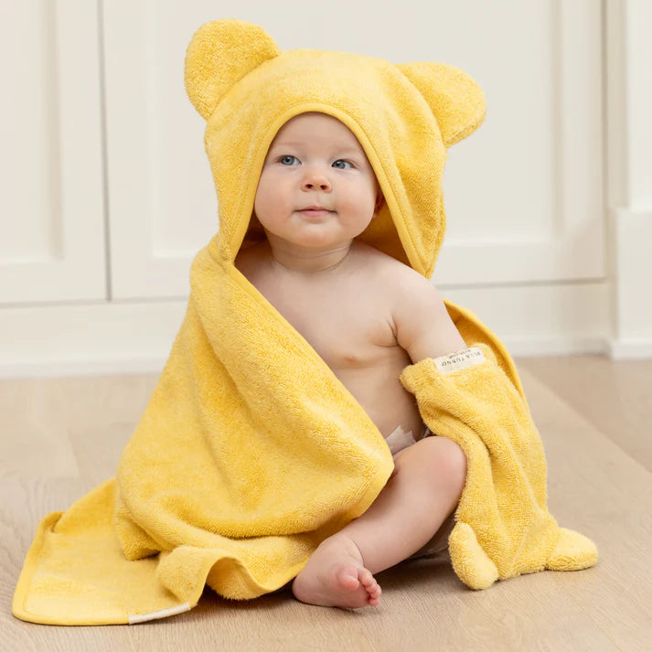 Hooded Towel and Wash Mitt Set - Sunshine