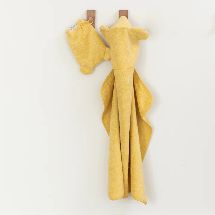 Hooded Towel and Wash Mitt Set - Sunshine