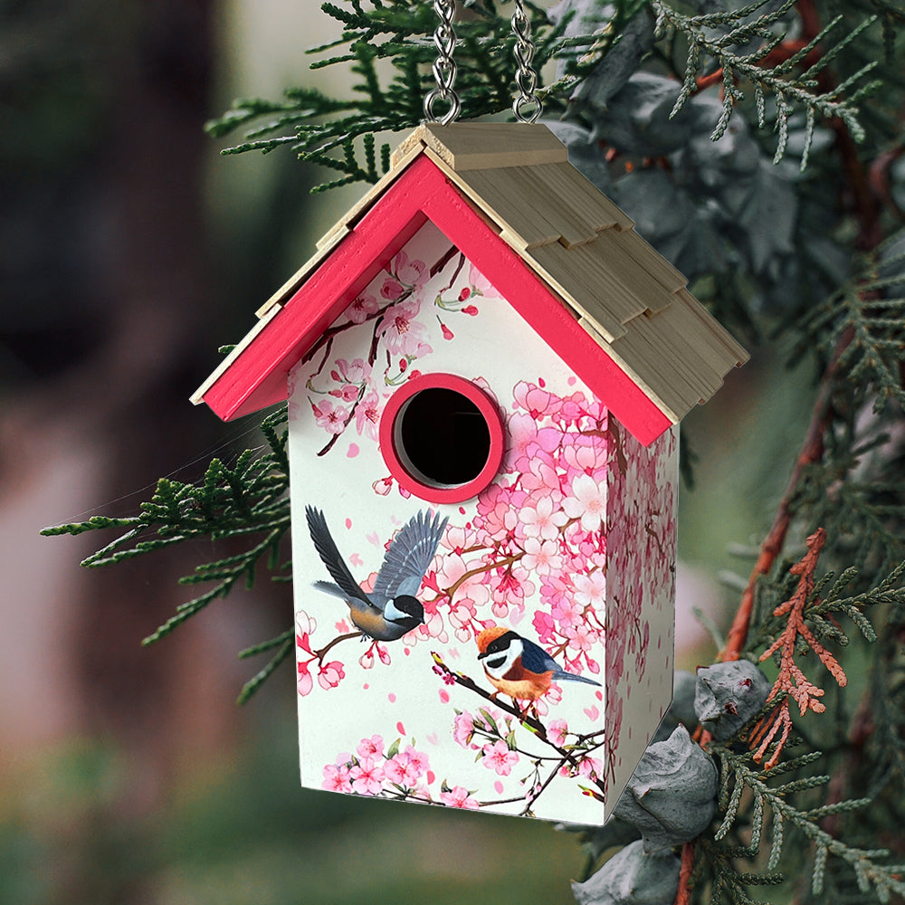 Chickadee & Cherry Blossom Birdhouse