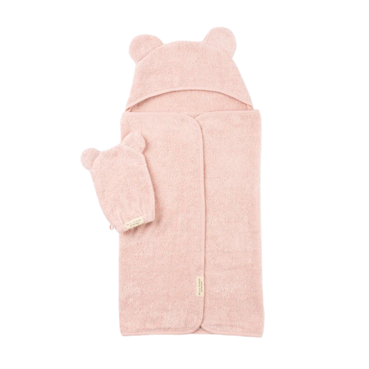 Hooded Towel and Wash Mitt Set - Blush