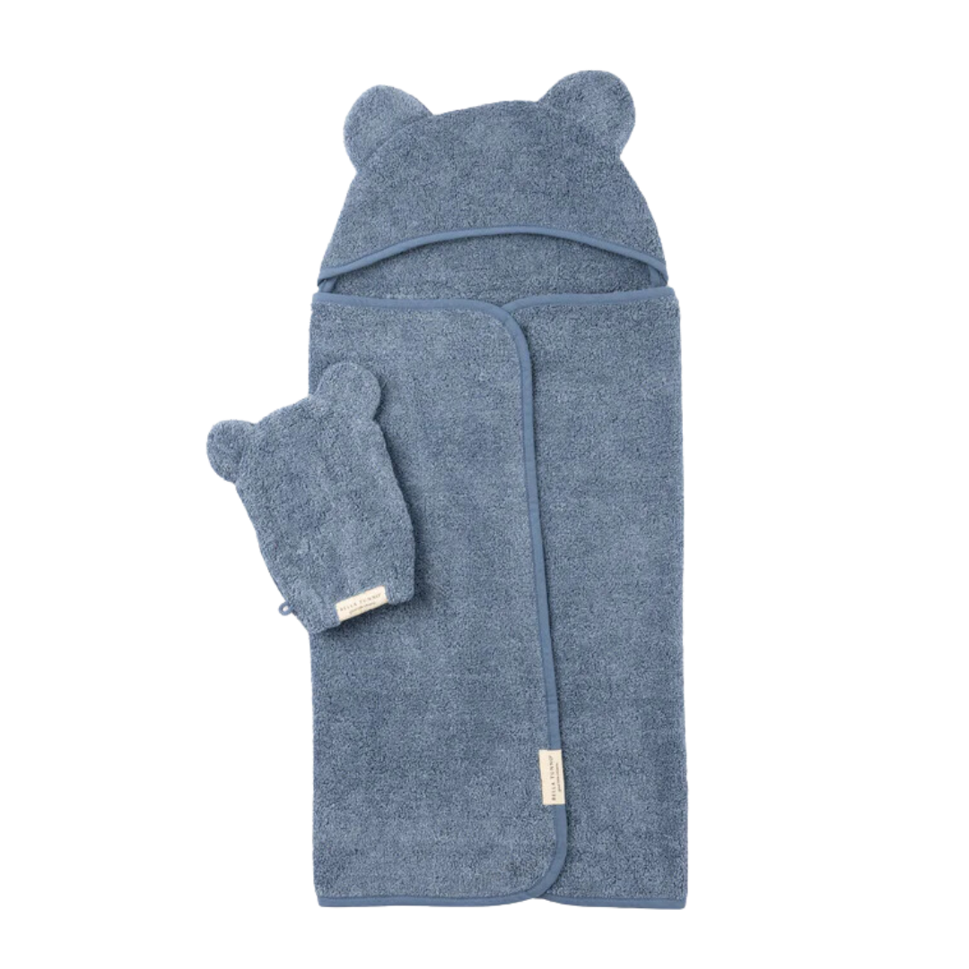 Hooded Towel and Wash Mitt Set - Rain