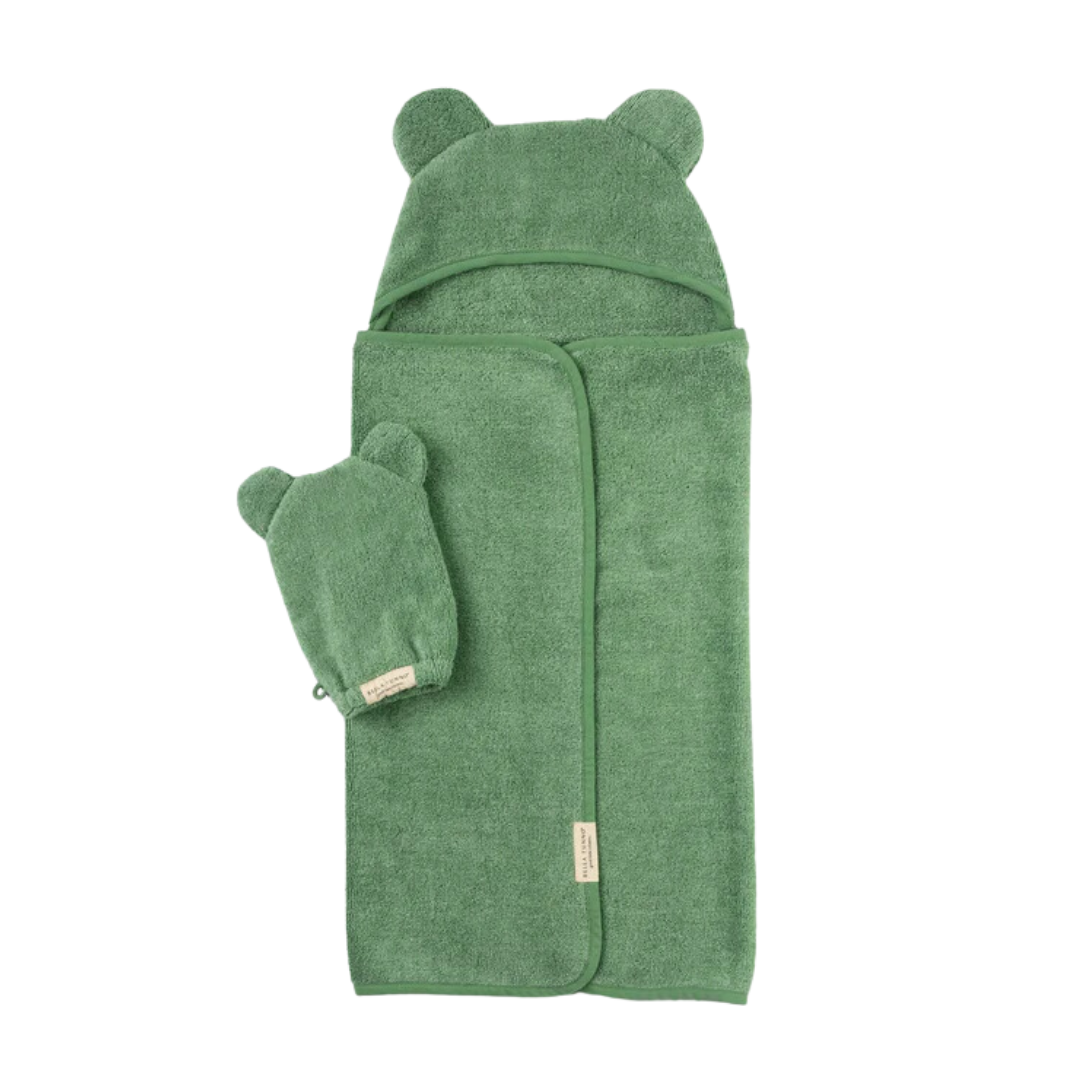 Hooded Towel and Wash Mitt Set - Sea Foam