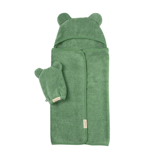 Hooded Towel and Wash Mitt Set - Sea Foam